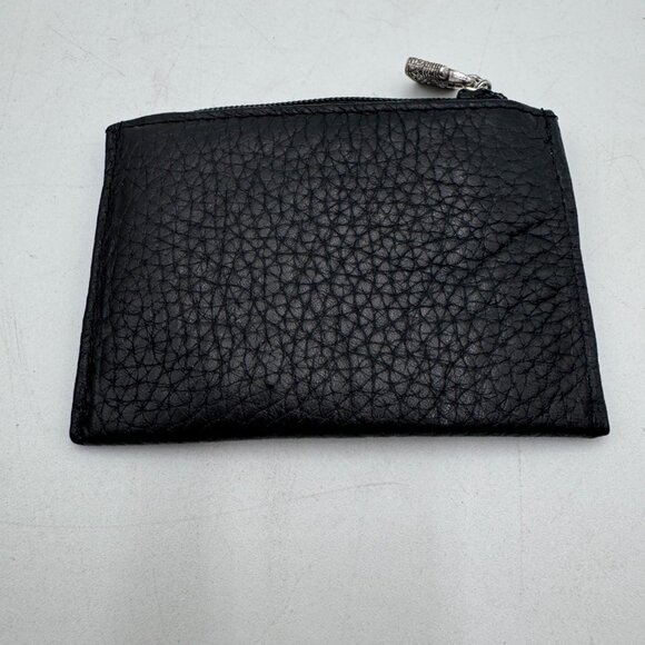 BRIGHTON Small ID Wallet Black Heart woman’s pebble leather floral basket zipper - Picture 6 of 9